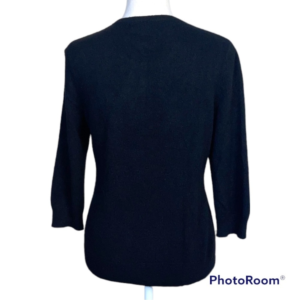 Aqua Cashmere black ruffled cardigan medium - Picture 3 of 4